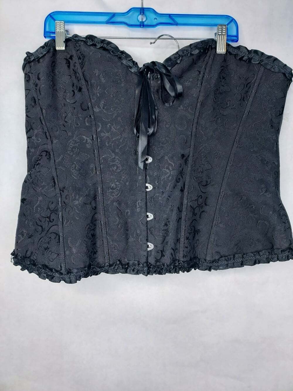 Corset Over Bust Lace Up Bustier 3X/4X Black Paisley Cinch Costume Sexy Lingerie